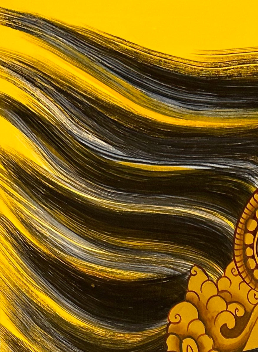 Mahakala thangka, detail: top-left corner