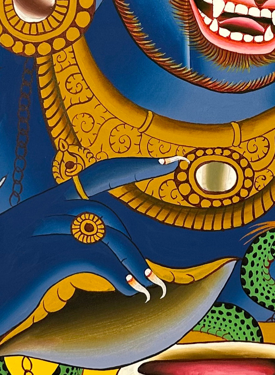Mahakala thangka, detail: bottom-left corner