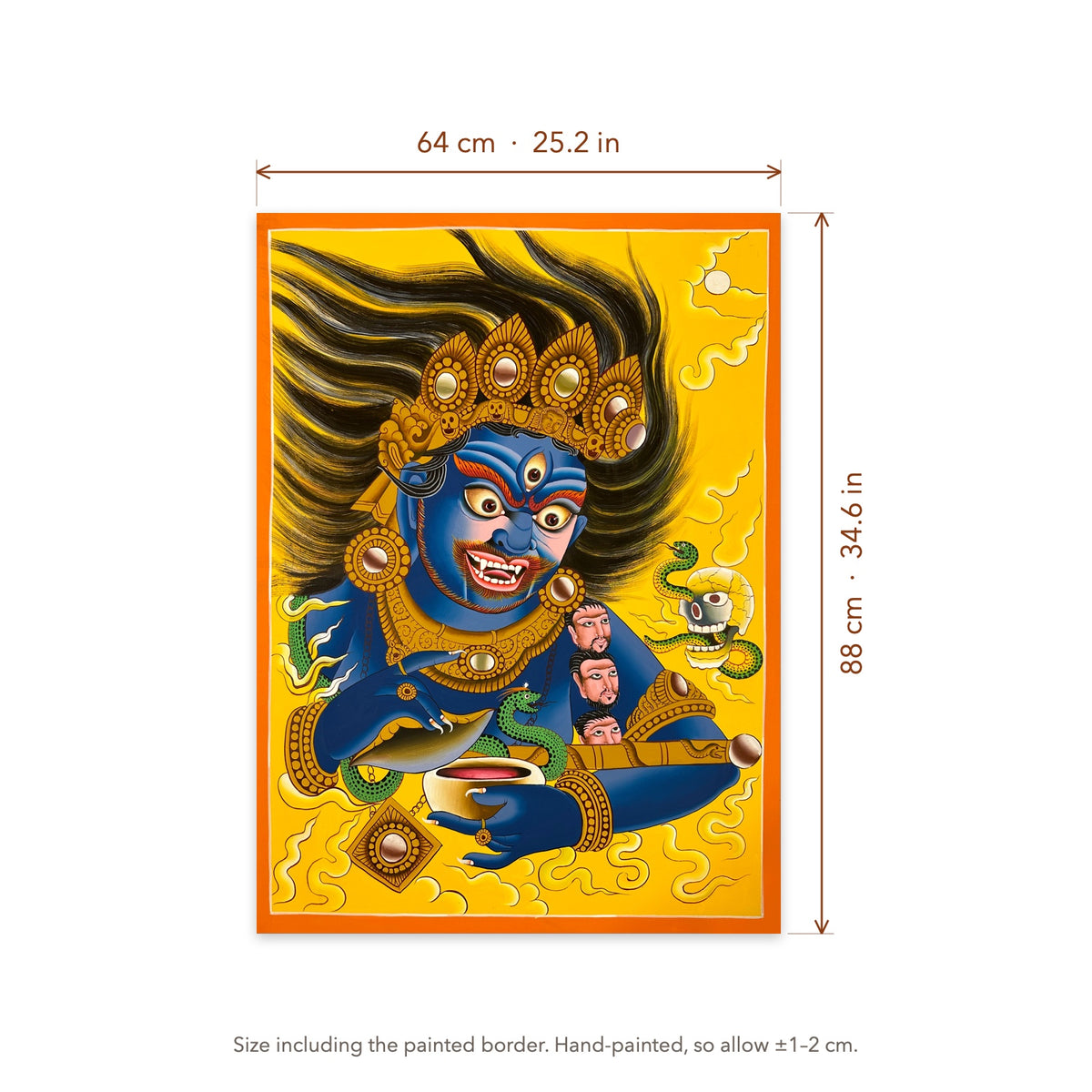 Size diagram: 64 × 88 cm (25.2 × 34.6 in), including the painted border