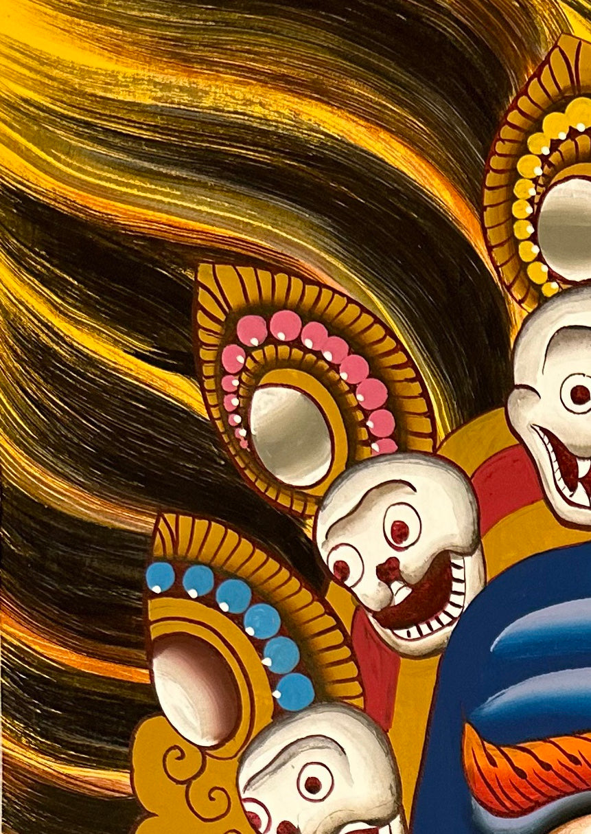 Mahakala thangka, detail: top-left corner