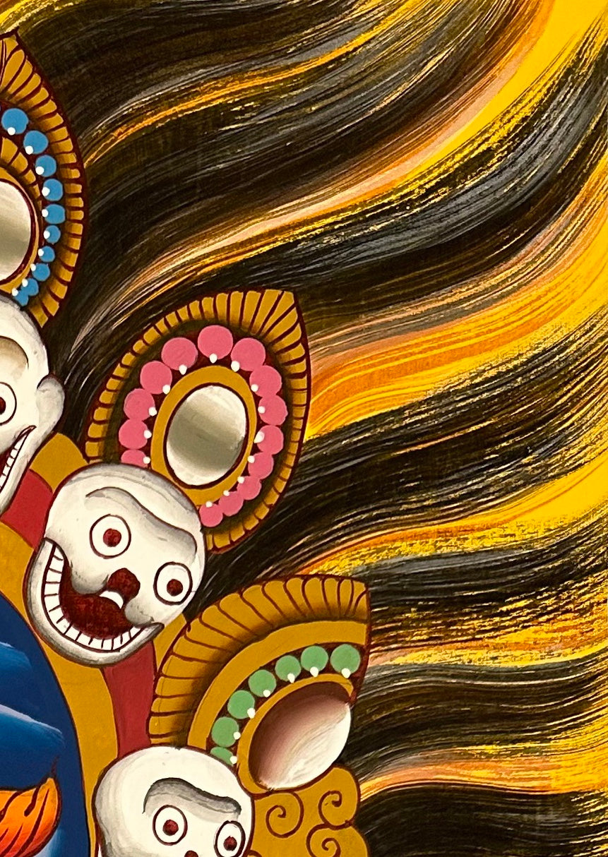 Mahakala thangka, detail: top-right corner