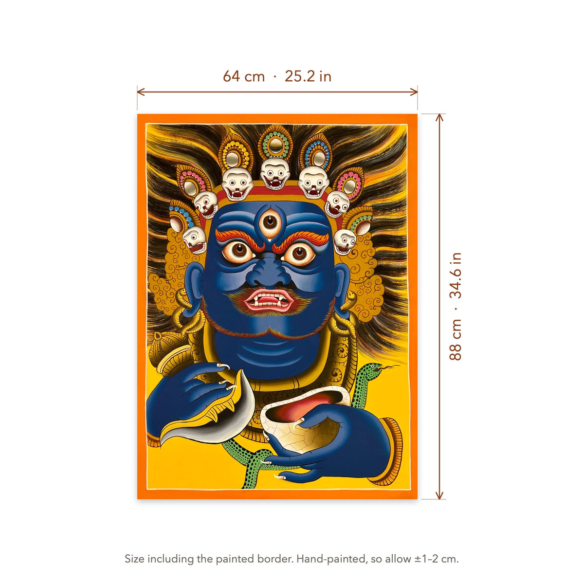 Size diagram: 64 × 88 cm (25.2 × 34.6 in), including the painted border