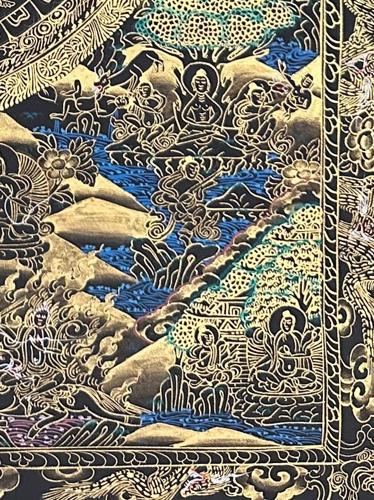 Buddha Mandala thangka, detail: bottom-right corner