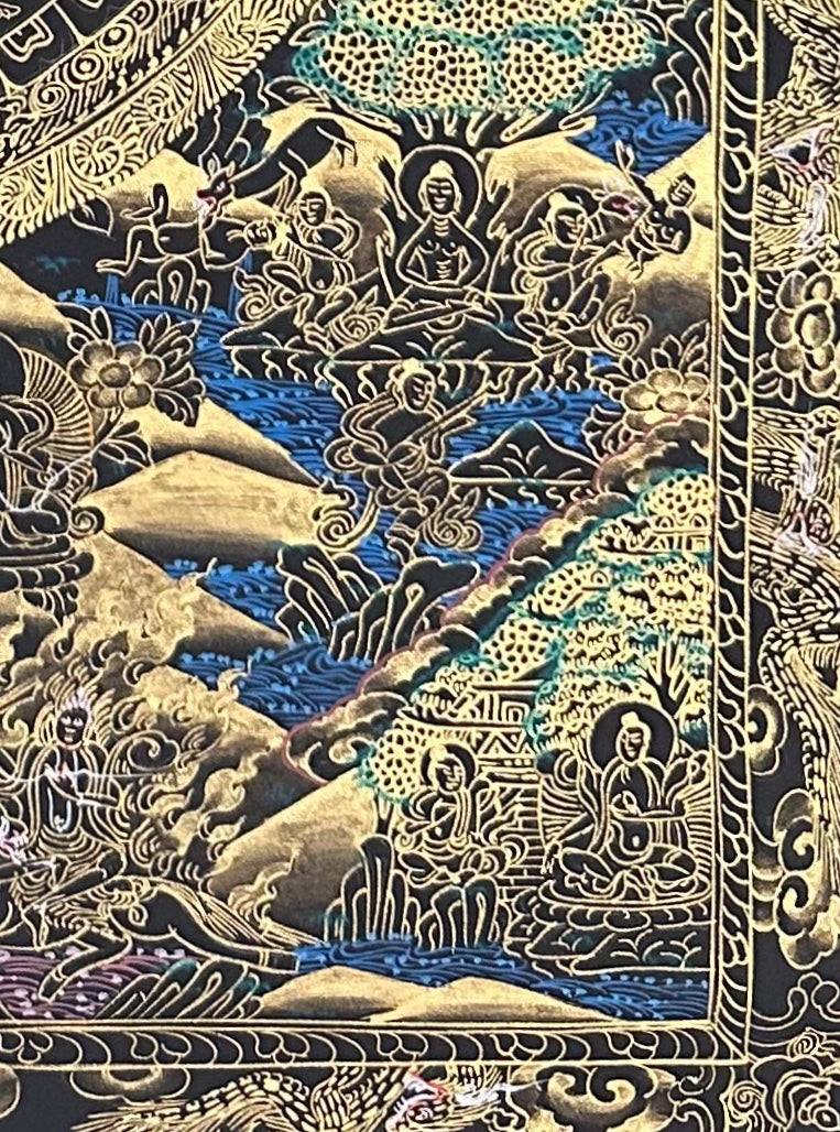 Buddha Mandala thangka, detail: bottom-right corner