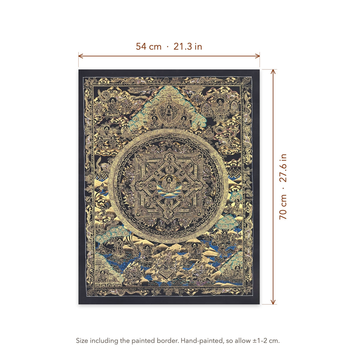 Size diagram: 54 × 70 cm (21.3 × 27.6 in), including the painted border