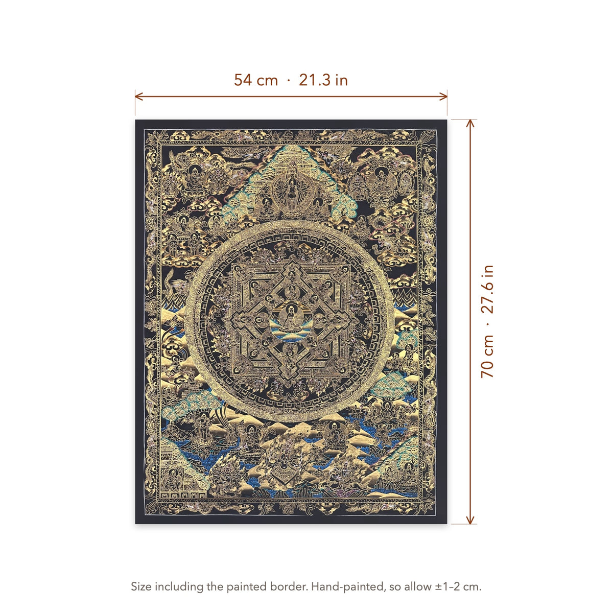Size diagram: 54 × 70 cm (21.3 × 27.6 in), including the painted border