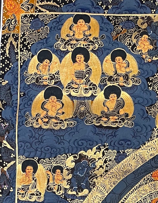 Buddha Mandala thangka, detail: top-left corner