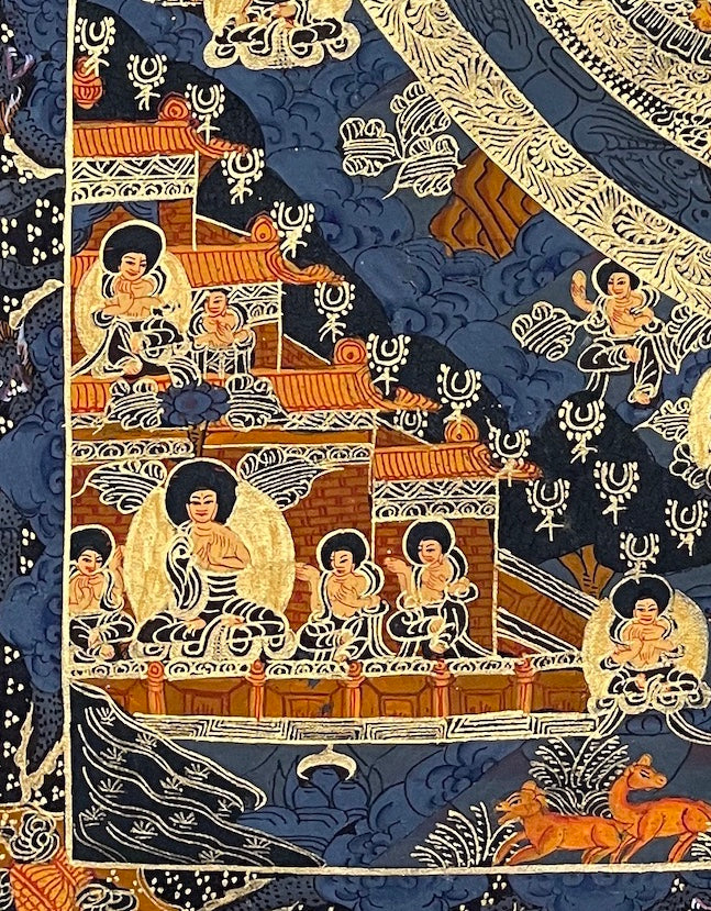 Buddha Mandala thangka, detail: bottom-left corner