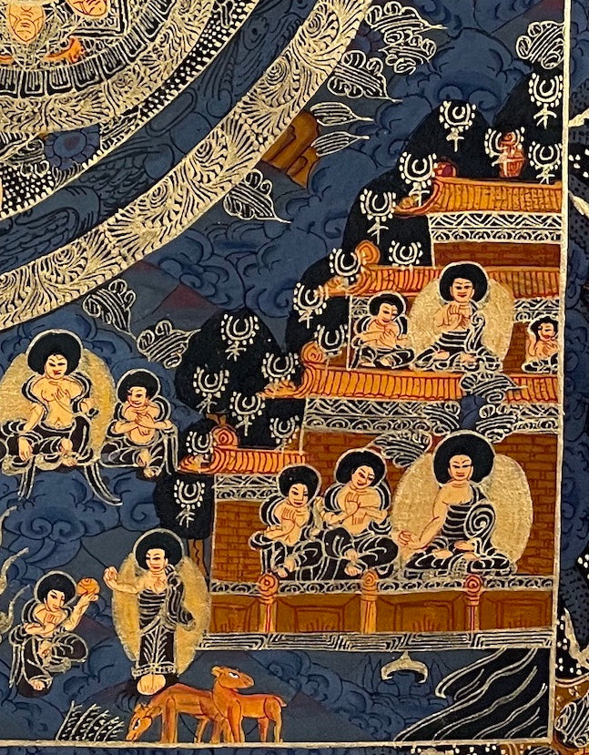 Buddha Mandala thangka, detail: bottom-right corner