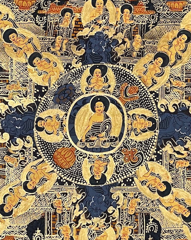 Buddha Mandala thangka, detail: centre