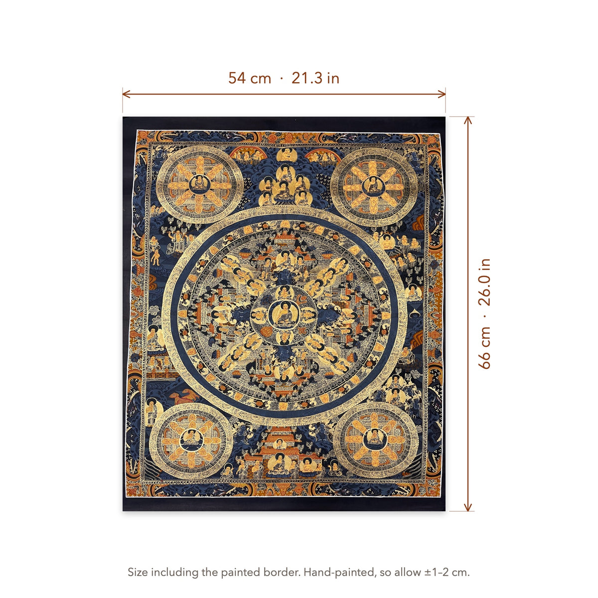 Size diagram: 54 × 66 cm (21.3 × 26.0 in), including the painted border