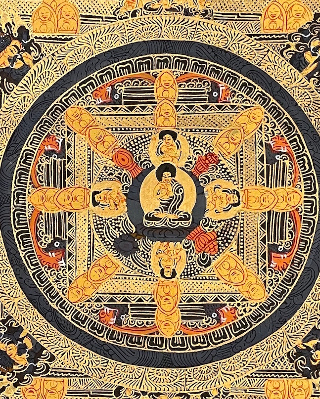Buddha Mandala thangka, detail: centre