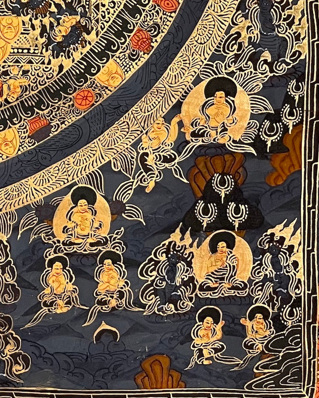 Buddha Mandala thangka, detail: bottom-right corner