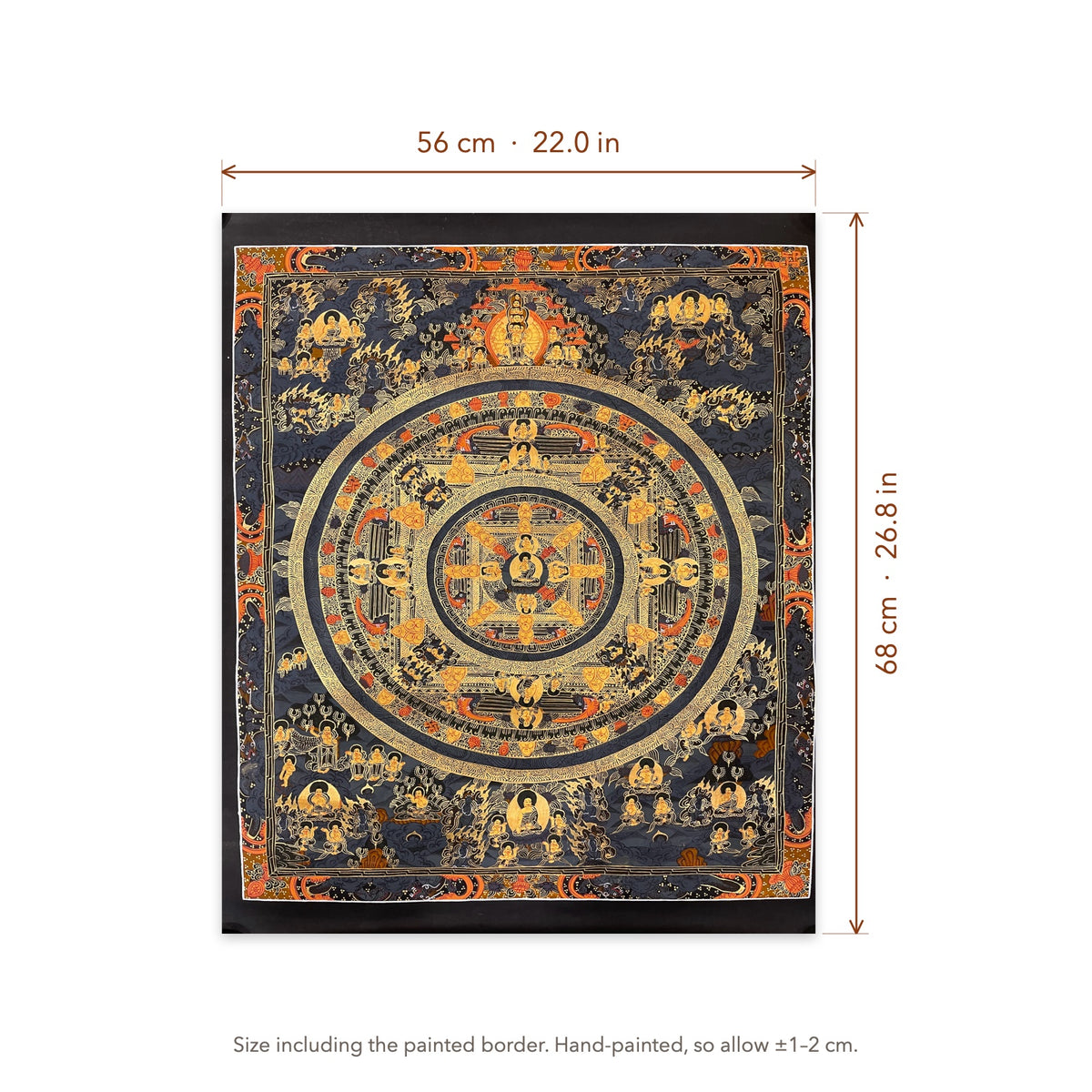 Size diagram: 56 × 68 cm (22.0 × 26.8 in), including the painted border