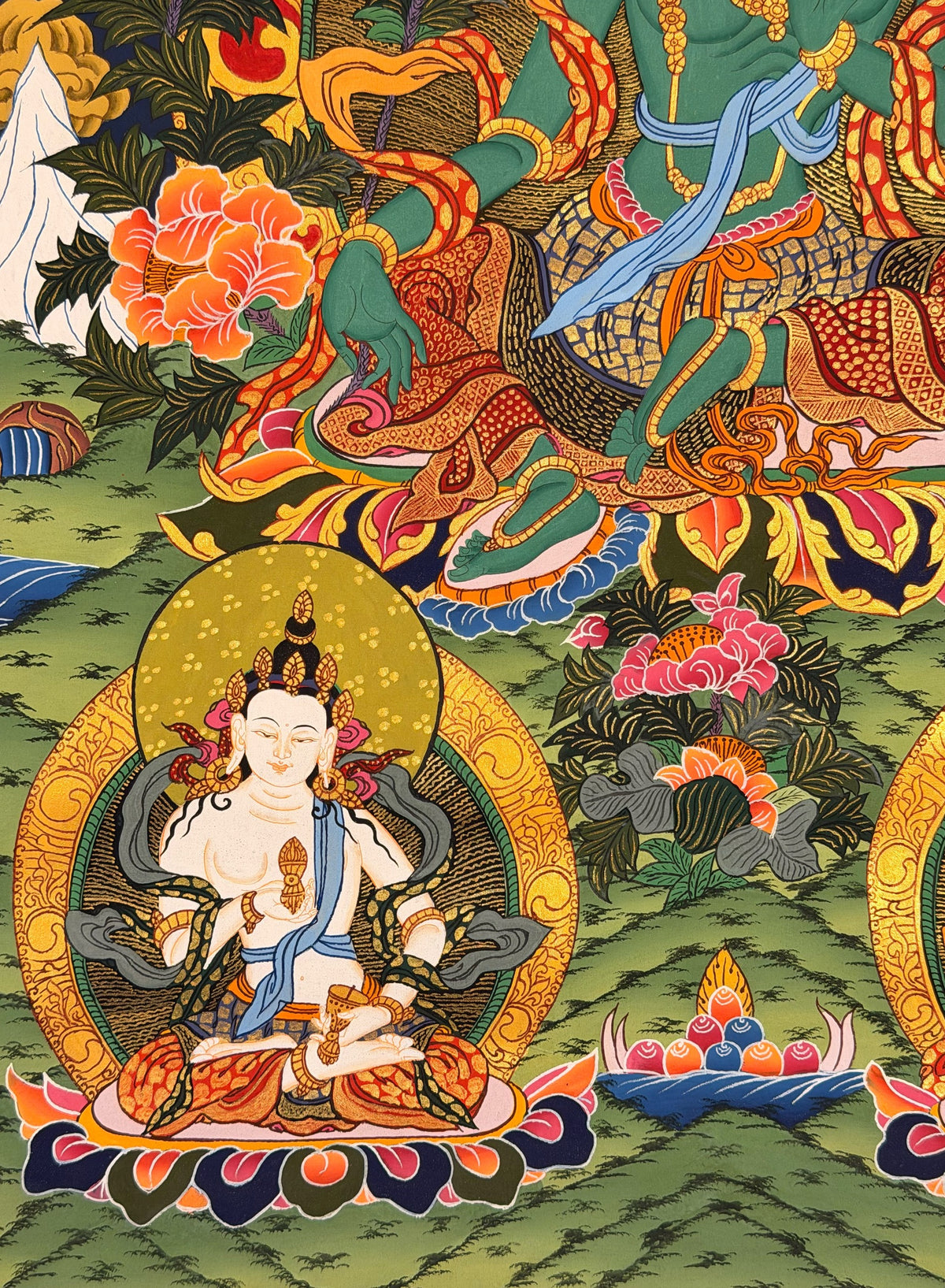 Green Tara thangka, close-up photo 1 of 5
