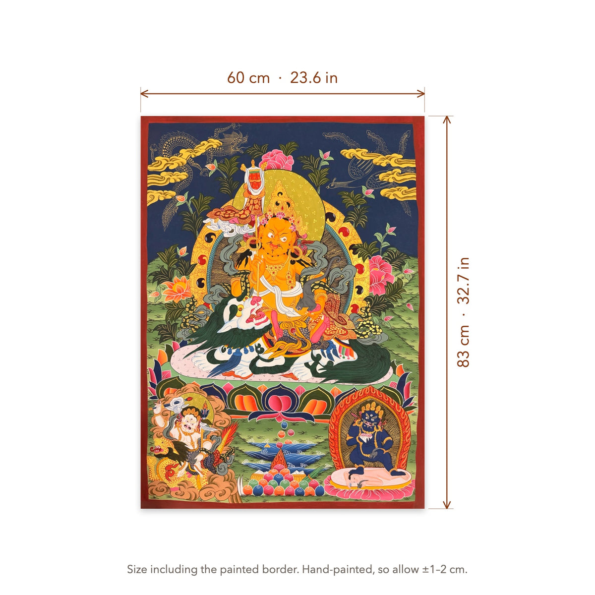 Size diagram: 60 × 83 cm (23.6 × 32.7 in), including the painted border