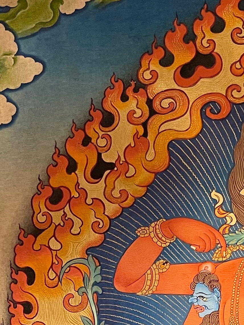 Kurukulla thangka, detail: top-left corner