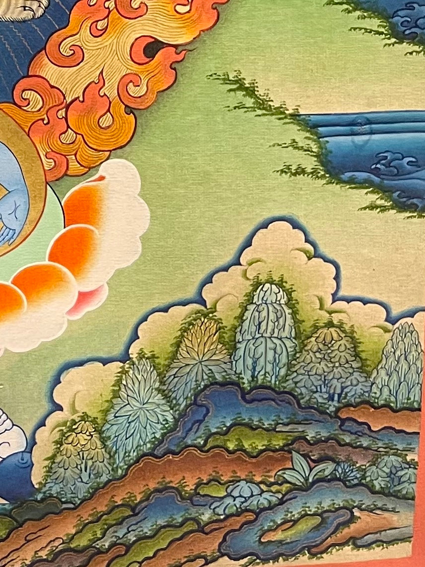Kurukulla thangka, detail: bottom-right corner
