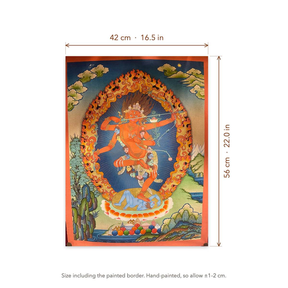 Size diagram: 42 × 56 cm (16.5 × 22.0 in), including the painted border