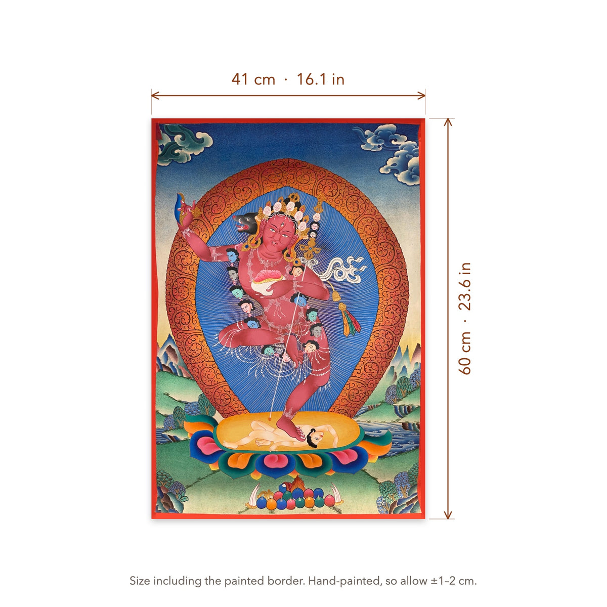 Size diagram: 41 × 60 cm (16.1 × 23.6 in), including the painted border