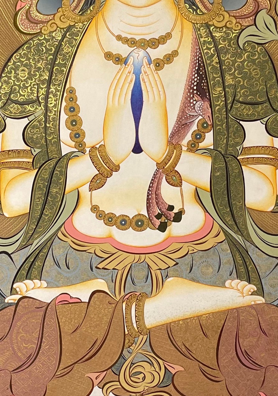 Chenrezig thangka, detail: centre
