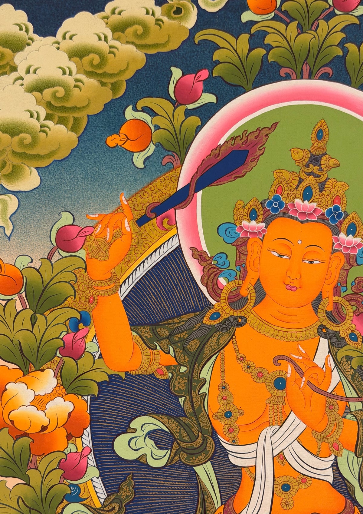 Manjushri thangka, close-up photo 3 of 5
