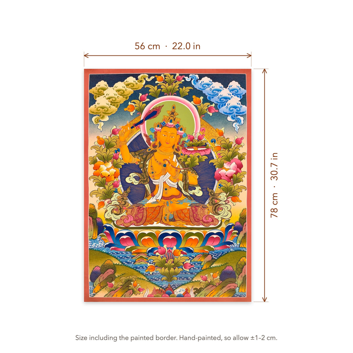 Size diagram: 56 × 78 cm (22.0 × 30.7 in), including the painted border