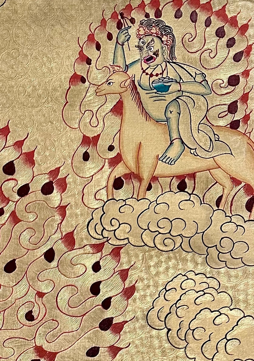Palden Lhamo thangka, detail: top-right corner