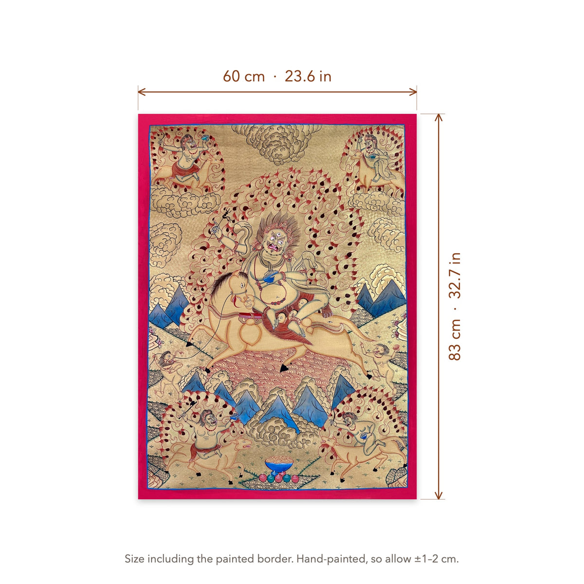 Size diagram: 60 × 83 cm (23.6 × 32.7 in), including the painted border