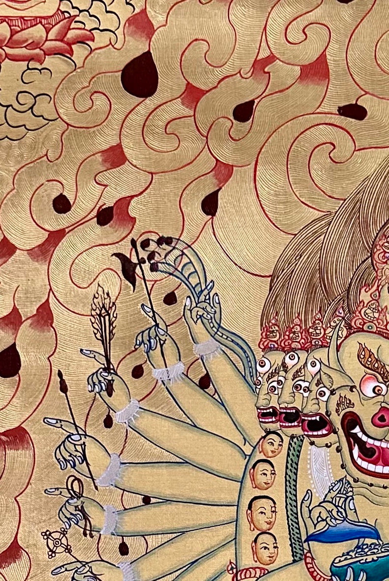 Yamantaka thangka, detail: top-left corner