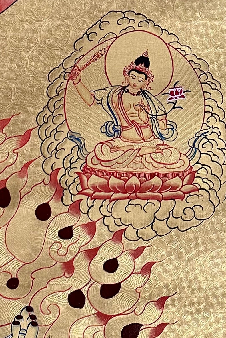 Yamantaka thangka, detail: top-right corner