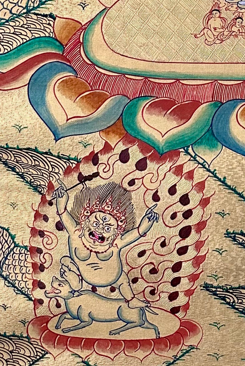 Yamantaka thangka, detail: bottom-left corner