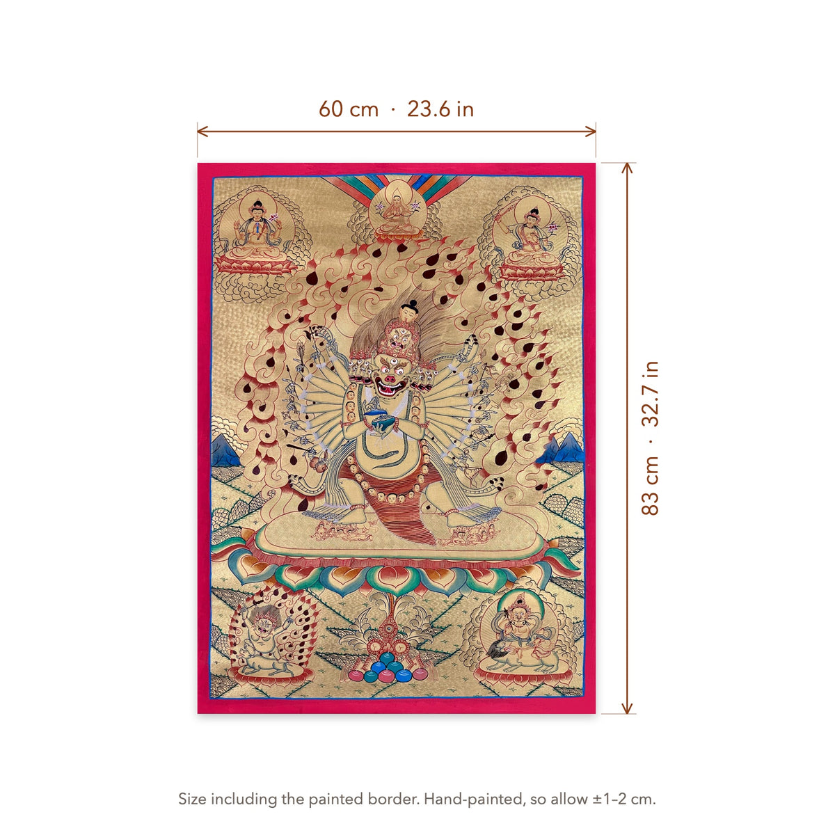 Size diagram: 60 × 83 cm (23.6 × 32.7 in), including the painted border