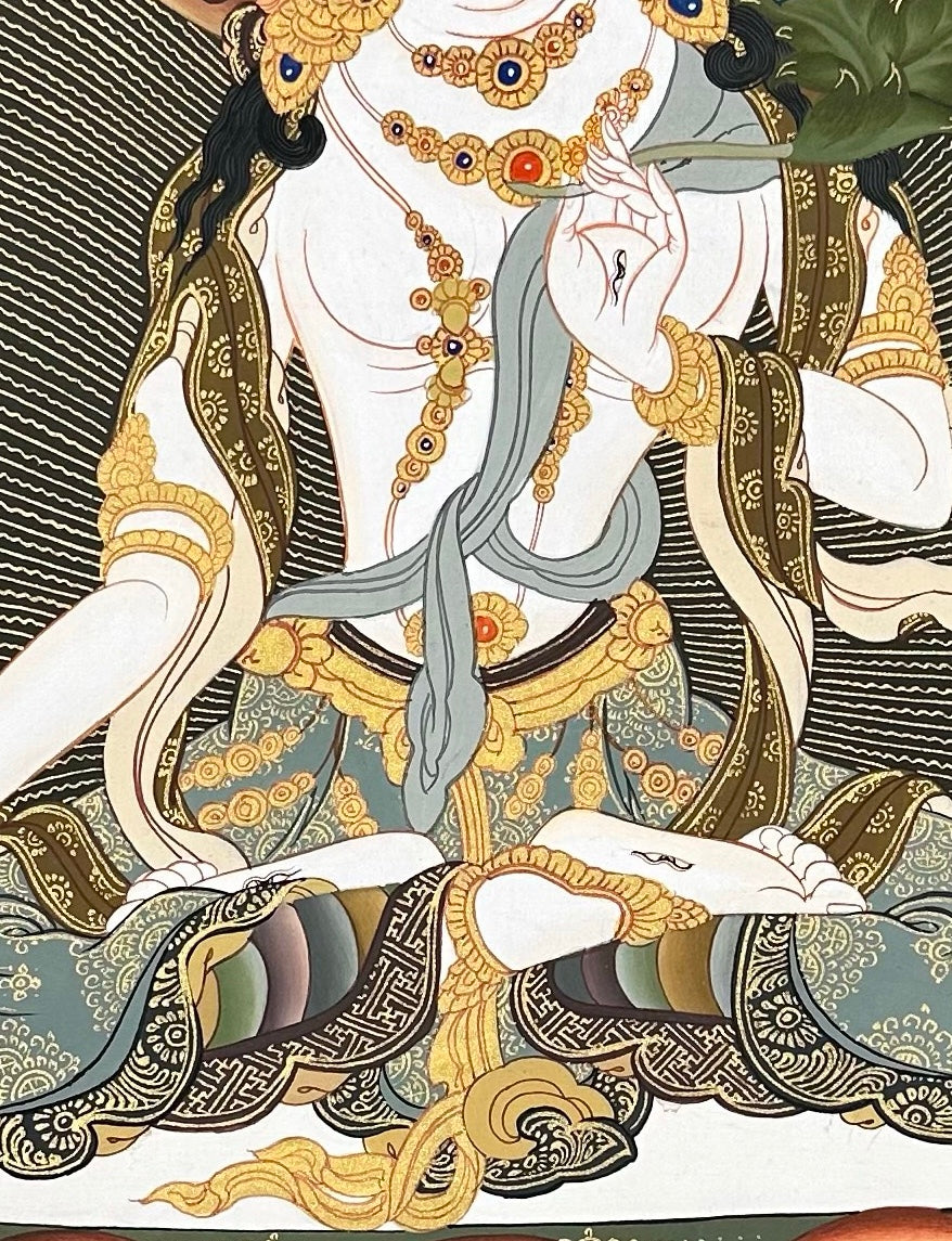 White Tara thangka, detail: centre