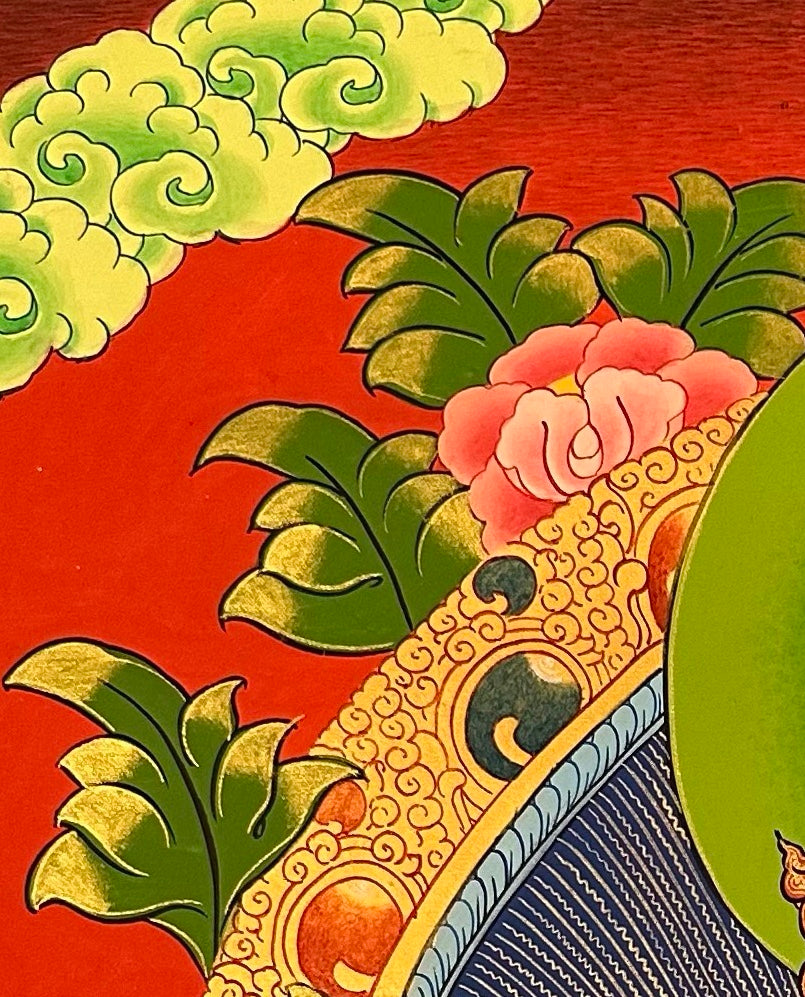 Jambhala thangka, detail: top-left corner