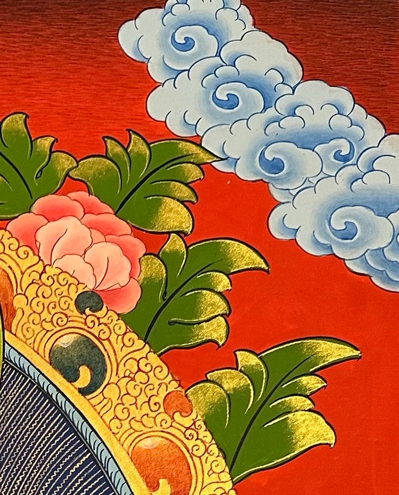 Jambhala thangka, detail: top-right corner