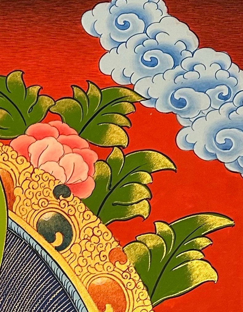 Jambhala thangka, detail: top-right corner