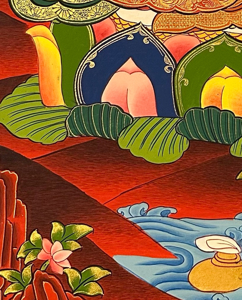 Jambhala thangka, detail: bottom-left corner