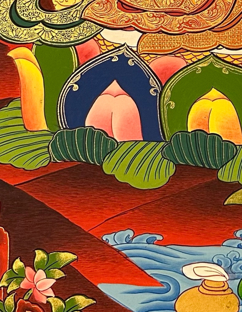 Jambhala thangka, detail: bottom-left corner