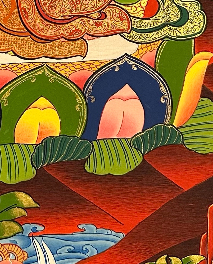 Jambhala thangka, detail: bottom-right corner