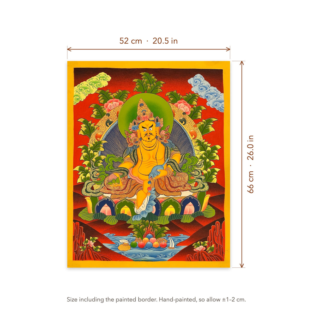 Size diagram: 52 × 66 cm (20.5 × 26.0 in), including the painted border