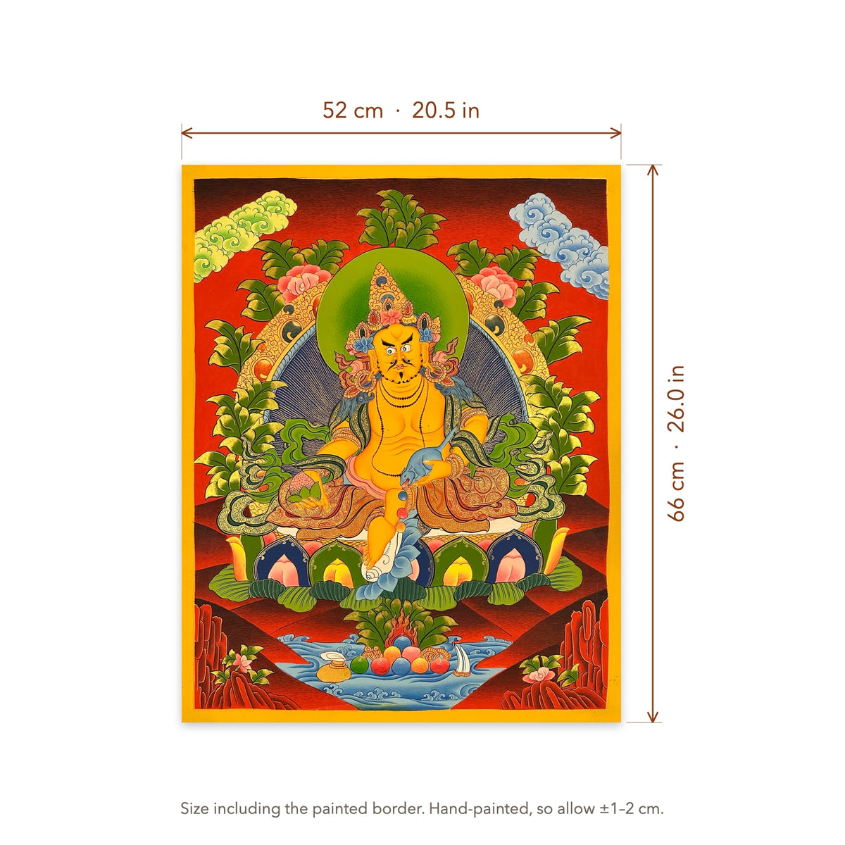 Size diagram: 52 × 66 cm (20.5 × 26.0 in), including the painted border