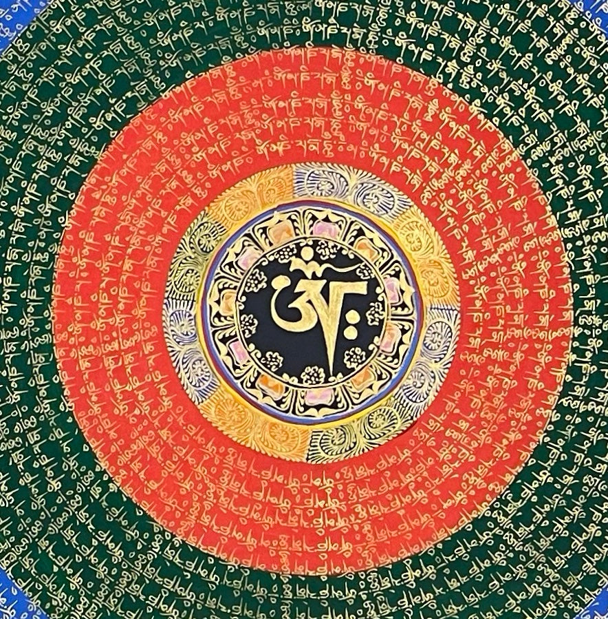 Mantra Mandala thangka, detail: centre