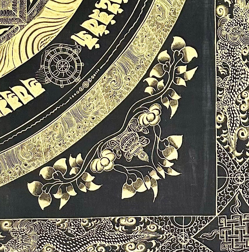 Kalachakra Mandala thangka, detail: bottom-right corner