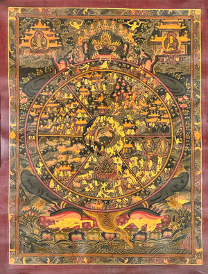 六道輪迴圖唐卡 – 47×61 cm · 經典