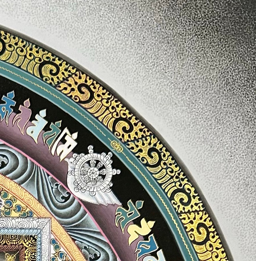 Kalachakra Mandala thangka, detail: top-right corner