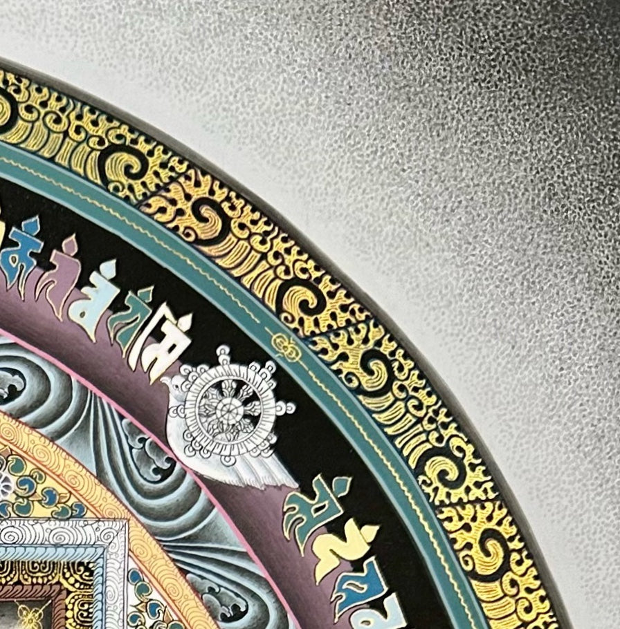 Kalachakra Mandala thangka, detail: top-right corner