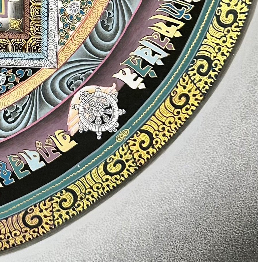 Kalachakra Mandala thangka, detail: bottom-right corner