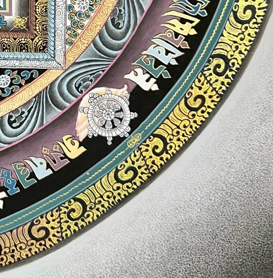 Kalachakra Mandala thangka, detail: bottom-right corner