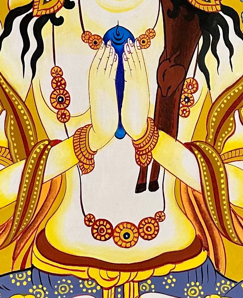 Chenrezig thangka, detail: centre